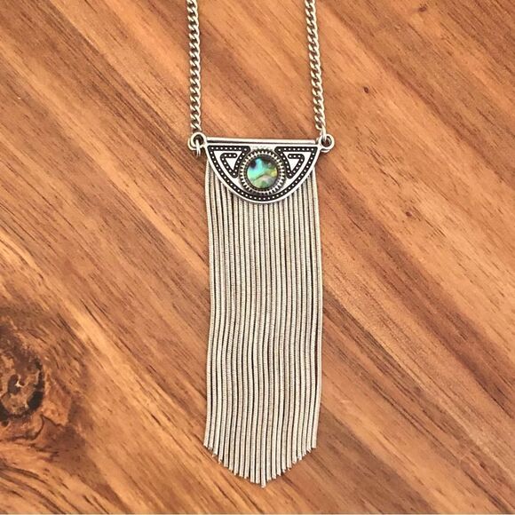 American Eagle | Abalone Fringe Pendant Necklace | 20” Adjustable - Picture 1 of 4